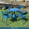 Jardim de Pátio Lazer Mesa e Cadeira Simples Exterior Loja de Chá com Leite Café Azul Ferro Mesa de Café Cadeira Combinação de Móveis