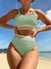 2023 Estilo Europeo y Americano Tela Especial Tirantes Divididos Natación Conjunto de Dos Piezas Traje de Baño Multicolor Bikini Sexy Exterior para Mujer