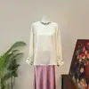 Zhi LiNovo Estilo Chinês Estilo Nacional Bordado Gola Alta Jacquard Base de Peônia Camisa 2026 Chegada Nova de Outono Top Elegante