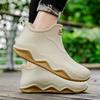 Botas de chuva masculinas e femininas cano curto impermeáveis sapatos de água moda antiderrapante cozinha pesca para viagem sapatos de borracha lavagem de carro botas de chuva casais algodão