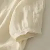 Estilo Floresta Doce e Fresco Verão 2026 Novo Patchwork de Renda Leve Linho Cor Sólida Blusa Pulôver Emagrecedora para Mulheres