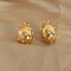 Estilo europeo y americano nueva moda personalizada versátil acero de titanio chapado en oro geométrico gota de agua incrustado de diamantes alto brillo aretes de cuentas joyería para mujer