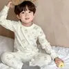 Conjunto de Ropa para el Hogar 100% Algodón para Niños 2026 para Niños Medianos y Mayores, Conjunto de Ropa Interior Térmica Otoñal Clase A, Conjunto de Ropa Interior de Capa Base para Niños y Niñas