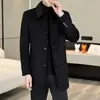 Abrigo de Lana con Solapa para Hombre de Invierno de Longitud Media Talla Grande Engrosado Cálido Cachemir Casual de Color Sólido para Hombre