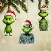Pingente Grinch de Natal Decoração de Árvore de Natal Suprimentos para Decoração de Feriado Pingente Acrílico Enfeites de Natal para Casa