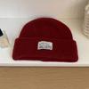 Sombrero de lana casual versátil estilo ins otoño e invierno 2024, gorro de parche tejido azul leche, cálido para circunferencia de cabeza grande, gorro para el frío