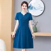 Vestido de Verano de Manga Corta de Algodón Peinado para Mujer de Mamá, Nuevo Estiloso y Elegante Vestido para Banquete de Boda de Suegra 2026