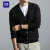 Cárdigan de Lana para Hombre Abrigo Delgado Suéter de Cuello en V Ropa Exterior Color Sólido Tejido Superior de Primavera y Otoño para Hombre Tendencia