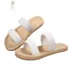Sandalias tejidas versátiles de dos colores para mujer, sandalias de tiras dobles abiertas en la punta de talla grande, cómodas de suela plana para el hogar y el trabajo