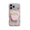 Funda tipo puesto de fresas rosas para Apple 17Promax, Adecuada para iPhone 16Pro Doble Capa 15Promax/14