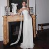 Amazon Europeo y Americano Vestido de Novia Ligero 2026 Estilo Nuevo Blanco Sin Tirantes Nicho Malla Cinta Cuello Halter Falda de Vestido de Banquete