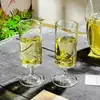 Taças de Champagne e Vinho Tinto de Alto Acabamento para Uso Doméstico, Xícaras de Chá Fashion e Modernas de Pé Alto, Copos de Vidro Houkui Listrados Retro de Alto Borossilicato
