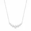 Collar de moissanita chapado en oro blanco para mujer, simple y elegante, colgante clásico de trébol de cuatro hojas, joyería de cadena para la clavícula, artículo popular de transmisión en vivo
