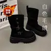 Botas de nieve de suela gruesa, reversibles, de gamuza para mujer, nueva colección de invierno 2026, botines estilo motociclista británico, plegables, botas de algodón de corte ajustado