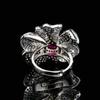 Anillo de apertura creativo, joyería de circonita roja, circonita para mujer, moda de lujo, nicho versátil, alta gama al por mayor