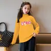 Y2334# Nova Camiseta Infantil de Veludo para Meninas Outono e Primavera, Joker, Manga Longa, Gola Redonda, Estampada, Roupa Infantil, Moda Estilosa, Crianças Médias e Grandes