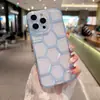 Patrón de Diamante TPU Caramelo Transparente Cáscara Cúbica Agujeros Finos Adecuado para Iphone17/16/15Promax Protección Anticaídas