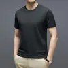 Nova Camiseta Masculina de Verão Algodão 96,7 Manga Curta Masculina Casual Gola Redonda Respirável Cor Sólida Versátil Moletom Top Masculino