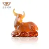 Buey del Zodiaco Ámbar Esmaltado con Base Adornos de Sala de Exposiciones Año del Buey Regalos de Empresa al por Mayor Personalizados