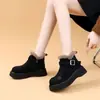 Botas de Nieve Retro con Suela Gruesa y Forro de Felpa para Mujer, Nuevo Estilo Invierno 2026, Botines Cortos Grandes de Algodón con Suela Suave Estilo Birkenstock