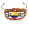 Pulsera con Bandera Nacional Top 16 Mundial Pulsera Retro Tejida de Cuero Pulido Apoyo Etapa de Eliminación de Fútbol