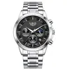 LIGE/Lige Reloj de Cuarzo para Hombre, Moda Personalizada, Tendencia Casual, Resistente al Agua, Fase Lunar, Reloj Deportivo de Negocios, Plata Azul