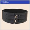 Cinturón de Cintura de Cuero PU con Hebilla de Pin de Doble Fila Estilo Retro para Mujer, Versátil para Camisas, Vestidos y Abrigos, Cinturón Ancho Elástico