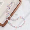 Collar, Cadena para Clavícula, Gargantilla y Pulsera de Perlas de Agua Dulce Naturales, Amatista, Cuarzo Rosa y Ágata 'Happy Dopamine'