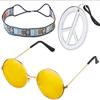 Accesorios de Disfraz Hippie de los años 60 Diadema de Girasol Gafas Redondas y Collar de Cincel de Paz Aretes traje