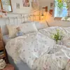 Juego de Cuatro Piezas de Gasa de Doble Capa Ultra Suave Clase A de Ropa de Cama de Algodón Puro, Grado Materno e Infantil, Adecuado para Dormir Desnudo, Incluye Sábana Bajera y Funda de Edredón, Juego de Tres Piezas