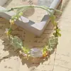 Sobre el Collar Pulsera Tejido de Florcitas Multicolores, Estrella Pequeña Hielo Transparente de Verano, Versátil, Personalizable, Dulce y Lindo