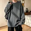 Camada base outonal da moda com estampa de zebra, roupa íntima retro de caimento solto estilo americano, camiseta de manga longa para homens, gola redonda de peso pesado