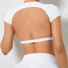 Nuevo Lijado Desnudo Hermosa Espalda Yoga Manga Corta Color Sólido Cintura Ajustada Adelgazante Elástico Top de Yoga Ropa Deportiva de Secado Rápido para Mujer