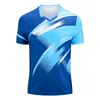 Novos Uniformes de Badminton para Homens e Mulheres, Camisetas Esportivas Respiráveis de Secagem Rápida com Decote em V, Uniformes de Equipe para Treinamento e Competição de Tênis e Tênis de Mesa, Personalizados