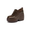 Sapatos Mocassins de Couro com Zíper Frontal para Pessoas Baixas, Aumento de 10cm de Altura, Modelo Primavera 2026, Sapatos de Solado Grosso com Patchwork, Sapatos de Couro com Salto Plataforma