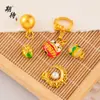 Retención de Color Fuerte Accesorios Dorados de Arena Antigua Vietnamita Colgante de Gato Kitty con Lazo Luna de Perla Palabra de Bendición Colgante de Calabaza