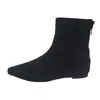Botines de Tobillo de Punta Fina con Tacón Bajo Estilo Coreano Retro Nicho para Mujer 2026 Otoño Invierno Nuevos Gamuza Moda Versátiles Adelgazantes Botas de Moda