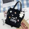 Bolso de Lona Nuevo Estudiante Femenina Estilo Coreano Alto Valor Estilo Perezoso Campus Libro Gran Capacidad Hombro Cruzado Bolso Tote