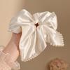 Lenço Quadrado Vazado Branco Cereja de Renda Feito à Mão Scrunchie Doce Feminino Rabo de Cavalo Elástico de Cabelo