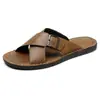 Pantuflas de Verano para Hombre al Aire Libre 2026, Sandalias Simples y Cómodas de Suela Blanda, Pantuflas de Cuero para Hombre Cosidas a Mano