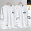 Camiseta de manga larga para hombre para otoño e invierno, marca de moda, corte holgado, forrada de forro polar, engrosada, camiseta básica casual, sudadera de cuello redondo para estudiantes jóvenes