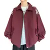 Chaqueta Deportiva de Moda Otoño e Invierno para Hombre con Tres Rayas, Chaqueta de Trabajo Estilo Coreano para Adolescente, Chaqueta con Solapa Rayada