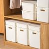 Caja de Almacenamiento Engrosada Cesta de Clasificación de Estilo Japonés Simple Caja de Almacenamiento Blanca de Color Sólido Cesta de Almacenamiento de Cosméticos