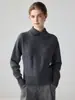 Com gola e acinturado! Suéter 100% caxemira pura para mulheres, novo pulôver de manga comprida para outono e inverno, blusa básica de tricô para o dia a dia