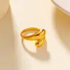 Anel Aberto em Aço Inoxidável Curvo Gotas d'Água Mais Vendido Transfronteiriço, Joia de Anel Versátil Personalizada, Anel de Casal de Alto Padrão
