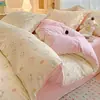 Conjunto de cama de quatro peças em algodão, estilo rústico, roupa de cama fresca e simples 100% algodão para dormitório, conjunto de três peças para todas as estações