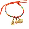 Pulsera de Cuerda Colorida del Festival del Bote del Dragón Pulsera Pequeña de Zongzi Cuerda para la Muñeca Joyería para el Primer Duanyang de los Niños Cuerda de Hilo Colorido Tejida a Mano Tendencia Nacional