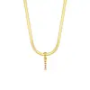 Joyería Popular Transfronteriza Europea y Americana con Colgante de Letra para Mujer Acero Inoxidable Chapado en Oro de 18 Quilates Cadena de Serpiente Plana Collar con Letra de Perla