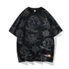 Camiseta Masculina de Manga Curta Transfronteiriça Verão Solta Estampada Casal Nova Seda Gelada Casual Tamanho Grande Moda Tendência Camiseta