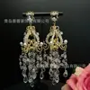 Brincos Pendentes Luxuosos Vintage Cobre Puro Cristal Alto Padrão Retro Palácio Barroco Estilo Extravagante